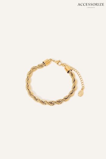 Accessorize Gold Tone Stainless Steel Twisted Chain Bracelet (C29562) | £20