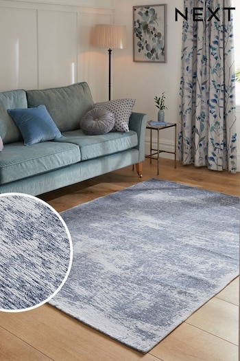 Blue Graphite Abstract Flat Weave Rug (C29565) | £55 - £240