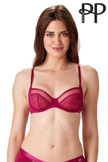 Pretty Polly Pink Botanical Lace Underwired Balconette Bra (C29600) | £24