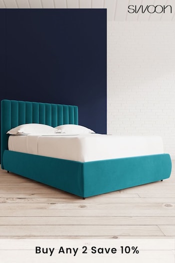 Swoon Easy Velvet Kingfisher Blue Porlock Divan Bed (C29630) | £1,169 - £1,259