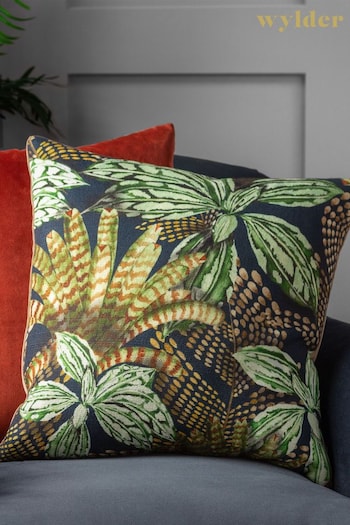 Wylder Tropics Green Mogori Abstract Leaves Printed Velvet Reverse Cushion (C29656) | £17