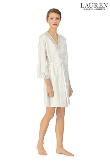 Lauren Ralph Lauren Cream Satin Lace Kimono Robe (C29719) | £89