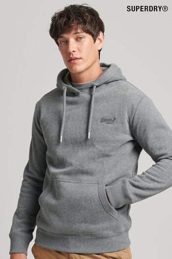 Superdry Charcoal Grey Marl Organic Cotton Vintage Logo Embroidered Hoodie (C29723) | £50