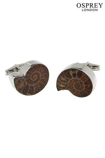 OSPREY LONDON Silver & Ammonite Cufflinks (C29940) | £85