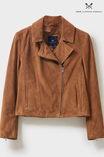 Crew Clothing Company Suede Classic Biker Brown Jacket (C29960) | £225