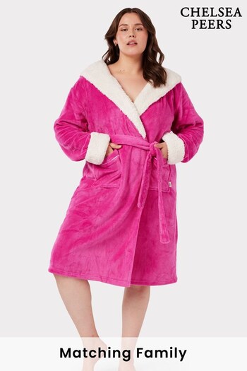 Chelsea Peers Pink Curve Fleece Posh Dogs Print Hooded Dressing Gown (C29977) | £45