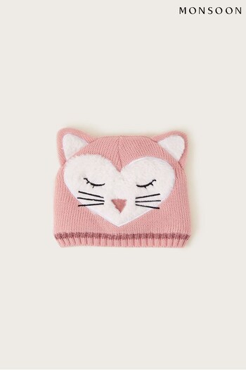 Monsoon Pink Baby Fluffy Cat Hat (C30004) | £11