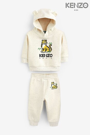 KENZO KIDS Cream Tiger Logo Hooded Tracksuit (C30014) | £164 - £179