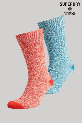Superdry Blue Unisex Organic Cotton Twist Sock 2 Pack (C30088) | £18