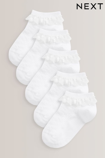 White Cotton Rich Ruffle Trainer Socks 5 Pack (C30127) | £8.50 - £10