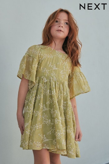 Soft Green Broderie Dress (3-16yrs) (C30174) | £26 - £32