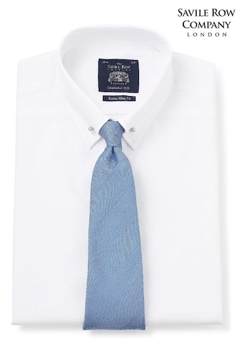 Savile Row Co White Extra Slim Pin Collar Double Cuff Shirt (C30251) | £55