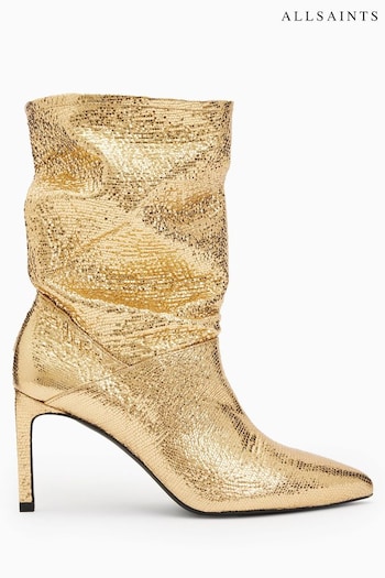 AllSaints Gold Orlana Shimmer Boots (C30287) | £229