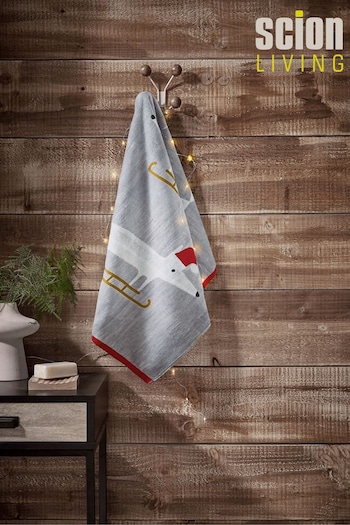 Scion Grey Mr Fox Christmas Bath Towel (C30303) | £30