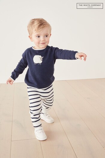 The White Company Baby Blue Fluffy Sheep Jumper and Leggings Set (C30477) | £42