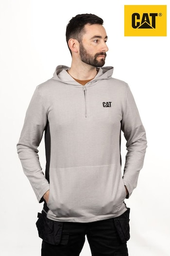CAT Grey Coolmax Quarter Zip Hoodie (C30546) | £35