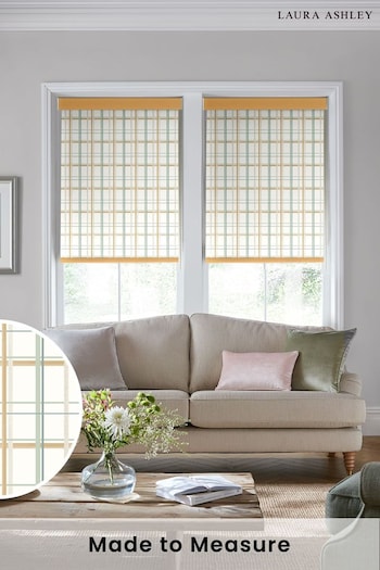 Laura Ashley Ochre Yellow Burford Check Made To Measure Roller Blind (C30587) | £58
