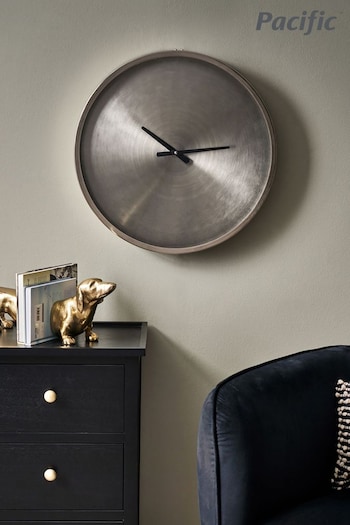 Pacific Brushed Nickel Round Wall Clock (C30600) | £120