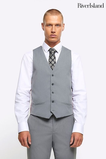 River Island Grey Skinny Fit Waistcoat (C30601) | £35