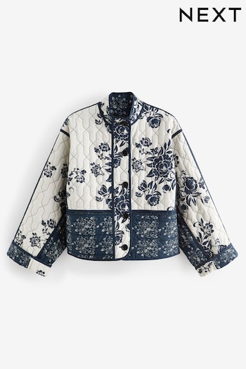 Navy Blue Quilted Floral Jacket (C30658) | £68