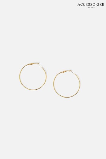 Accessorize Large Gold Thin Hoop Earrings (C30660) | £25