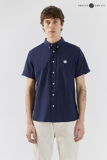 Pretty Green Navy Short Sleeve Oxford Shirt (C30685) | £75