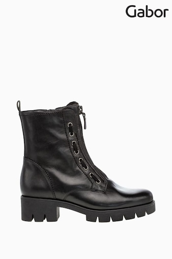 Gabor Banter Black Leather Ankle Boots (C30702) | £120