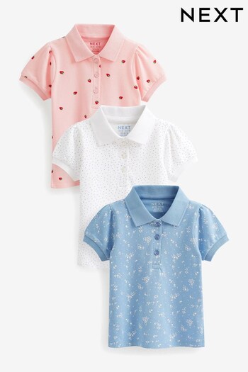 Pink/Blue Polo Tops 3 Pack (3mths-7yrs) (C30751) | £17 - £21