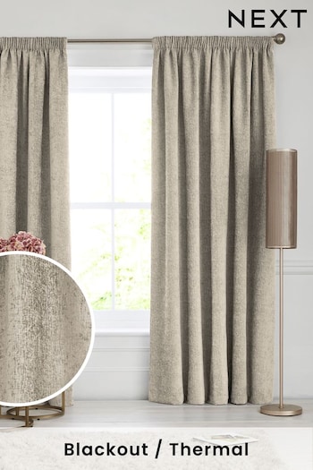 Natural Heavyweight Chenille Super Thermal Blackout/Thermal Curtains (C30909) | £70 - £165