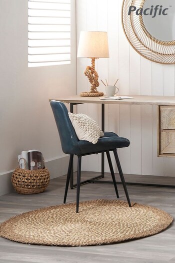 Pacific Natural Woven Seagrass And Palm Leaf Swirl Design Round Rug (C30991) | £70