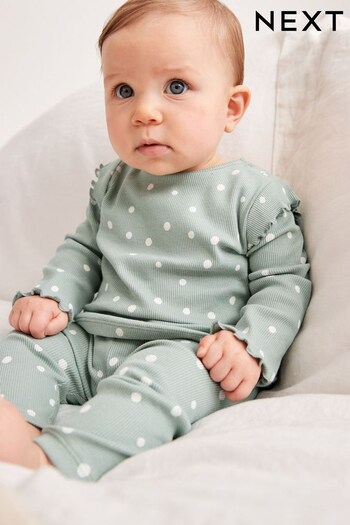 Mint Green Spot Baby Top And Leggings Set (C31082) | £10 - £12