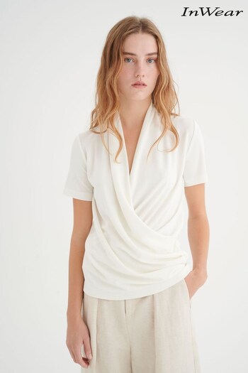 InWear Alano White Short Sleeve Wrap Blouse (C31222) | £50
