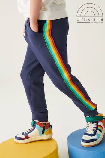 Little Bird by Jools Oliver Navy Rainbow Striped Joggers (C31442) | £20 - £26