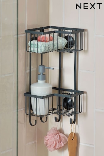 Charcoal Grey Bronx Wire Corner Double Shower Caddy (C31599) | £35