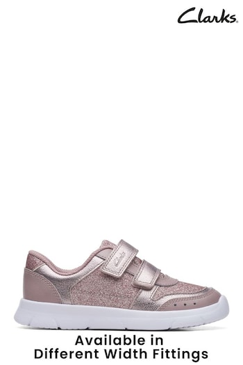 Clarks Pink Multi Fit Leather Kids Trainers (C31630) | £36
