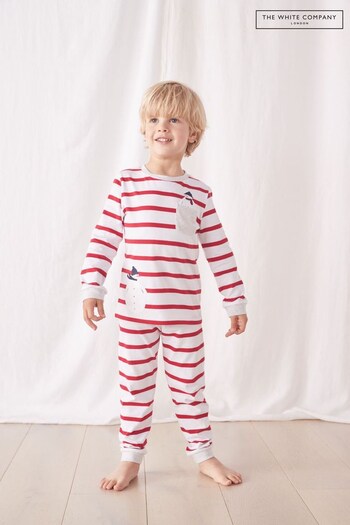 The White Company Snowman Motif Stripe Christmas Pyjamas Set (C31906) | £28 - £30