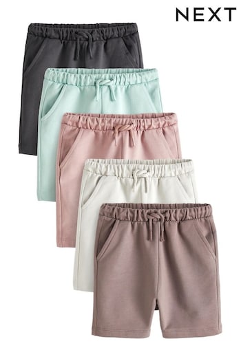 Mineral Blue/Charcoal/Light Grey Jersey Contrast Shorts 5 Pack (3mths-7yrs) (C31963) | £18 - £30