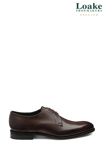 Loake Atherton Hand Painted Plain Derby Brown Shoes (C31985) | £210