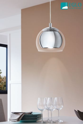 Eglo Silver Chrome Rocamar 1 Light Ceiling Light Pendant (C32174) | £65