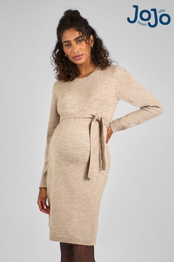 JoJo Maman Bébé Oatmeal Crew Neck Knitted Maternity Sneaker Dress (C32249) | £49.50