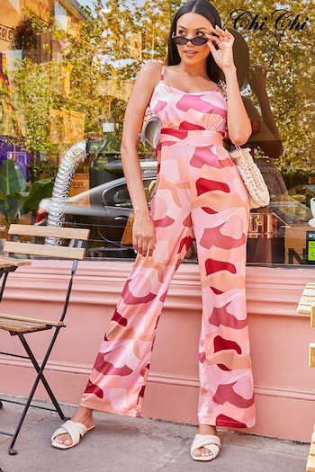 Chi Chi London Pink Sleeveless Floral Jumpsuit (C32462) | £65