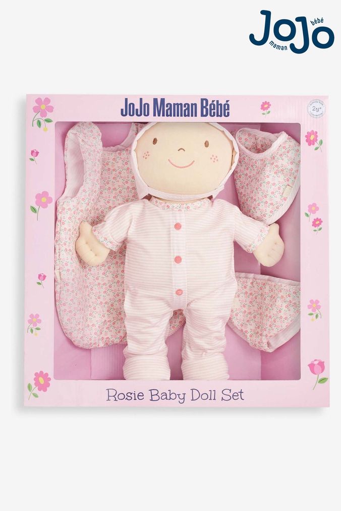 JoJo Maman Bébé Pink Rosie Baby Doll Set (C32509) | £40