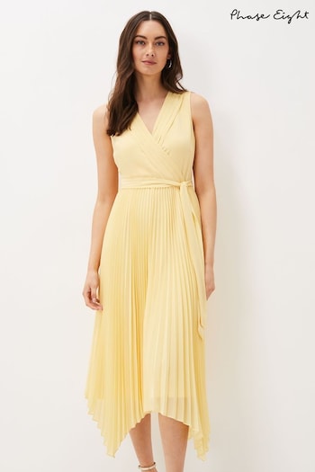 Phase Eight Yellow Petra Pleat Wrap Dress (C32529) | £139