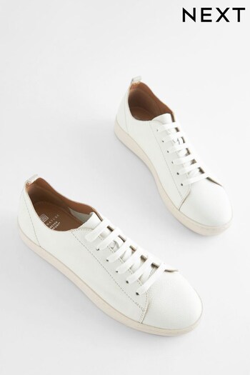 White Signature Forever Comfort® Leather Raw Cut Trainers (C32548) | £50