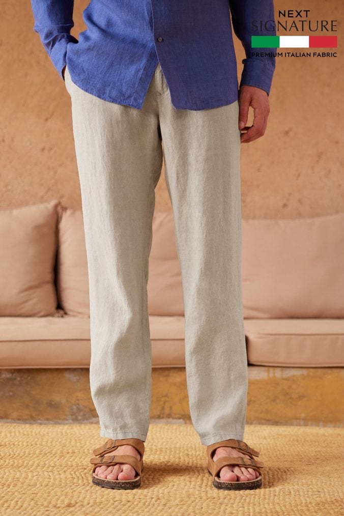 Next mens linen drawstring sale trousers