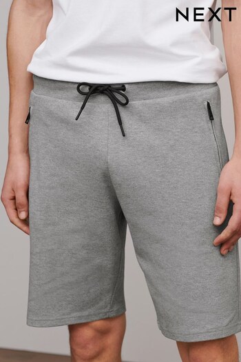 Light Grey Straight Zip Pocket Jersey Shorts (C32681) | £20