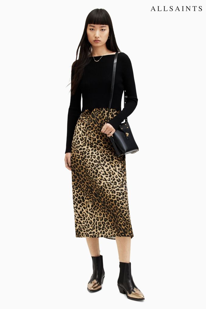 All saints pink leopard dress discount