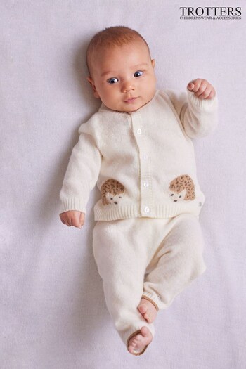 Trotters London Little Prickles White Cardigan (C32827) | £44