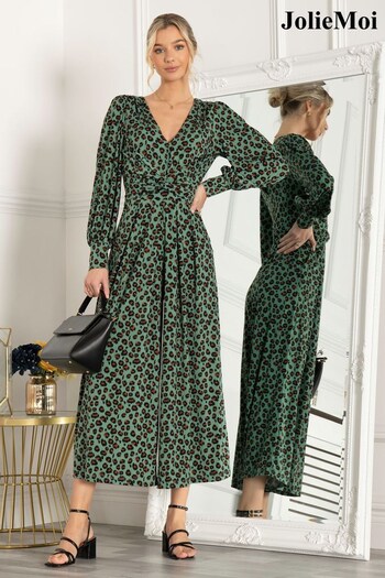 Jolie Moi Green Kylie Long Sleeve Jumpsuit (C33003) | £85