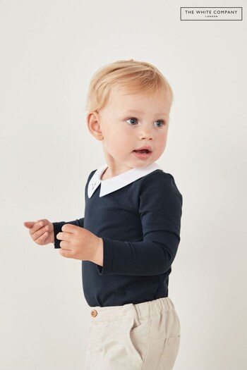 The White Company Blue Baby Sheep Collared Bodysuit (C33060) | £18